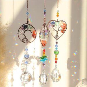 3pcs Crystal Suncatchers for Windows Hanging Tree of Life Sun Catchers Decor